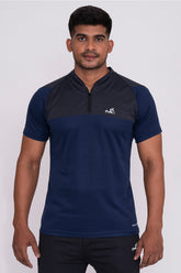 Stand Neck Semi Collar T-Shirts Navy Charcoal